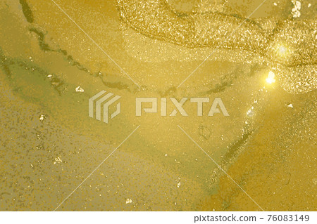 Lime green and gold pattern with texture of geode and sparkles Lime green and gold pattern with texture of geode and sparkles 76083149
