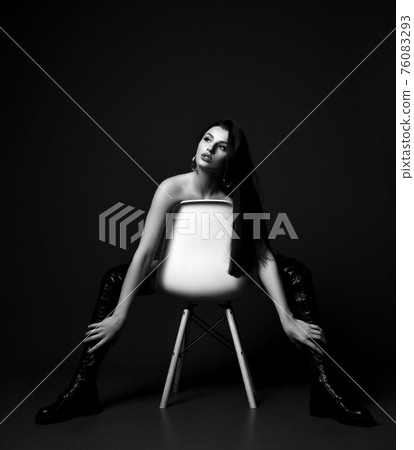Black and white. Gorgeous sexy woman vamp naked Black and white. Gorgeous sexy woman vamp naked 76083293