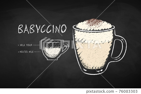 Chalked illustration of Babyccino drink recipe 76083303