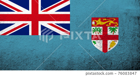 The Republic of Fiji National flag. Grunge background 76083847