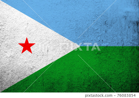 the Republic of Djibouti National flag. Grunge background the Republic of Djibouti National flag. Grunge background 76083854