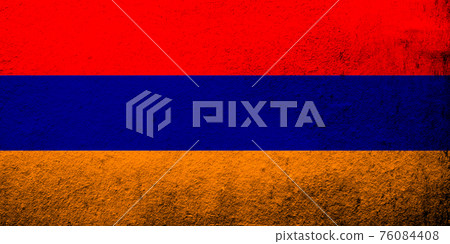 Republic of Armenia  national flag. Grunge background 76084408