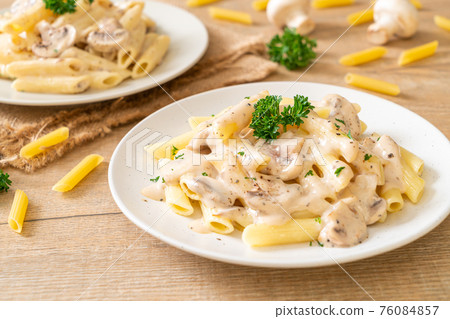 penne pasta carbonara cream sauce with mushroom penne pasta carbonara cream sauce with mushroom 76084857