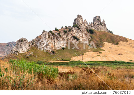 The area of 'pietra perciata' - rock with holes - near the mining area in Riesi 76087013