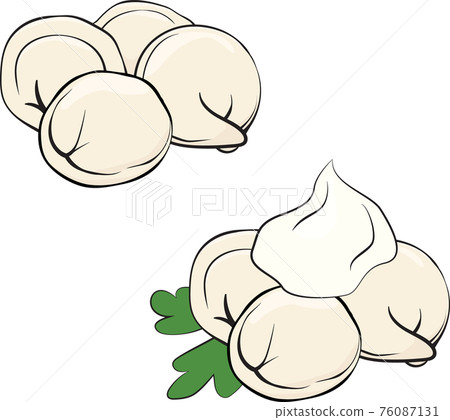 pelmeni or dumplings in cartoon style - Stock Illustration [76087131] -  PIXTA