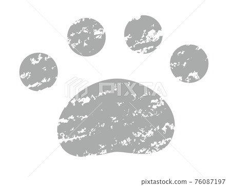 Gray animal footprints, handwritten style crayon touch 76087197