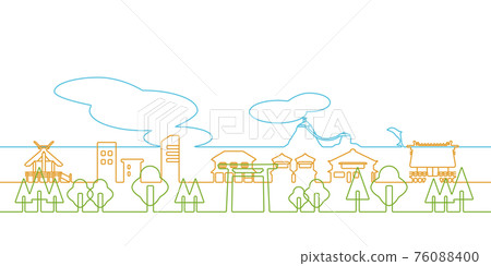 Ise cityscape line drawing Ise cityscape line drawing 76088400