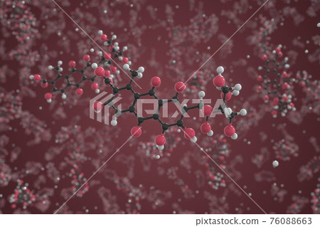 Carminic acid molecule, ball-and-stick molecular conceptual model. Scientific 3d rendering 76088663