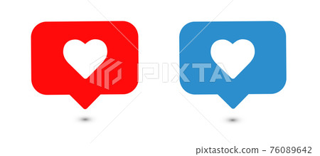 Like icons. Thumbs up and heart, social media icon. Social media notification icon template. Social network app icon illustration 76089642