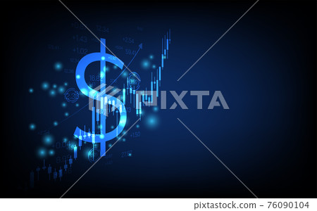 technology business background, graph financial with social network diagram concept, futuristic digital innovation background vector illustration 76090104