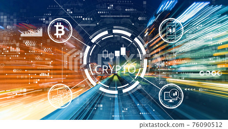 Crypto Trading theme with high speed motion blur Crypto Trading theme with high speed motion blur 76090512