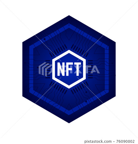 NFT non fungible token blue icon crypto 76090802