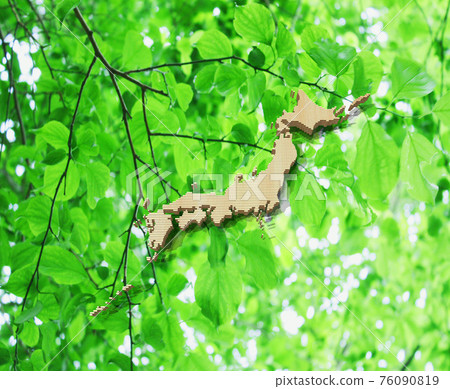 Map of Japan under the sunbeams 76090819