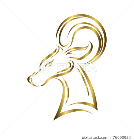 Gold line art of Barbary sheep head. Good use for symbol, mascot, icon, avatar, tattoo, T Shirt design, logo or any design you want. 76090923