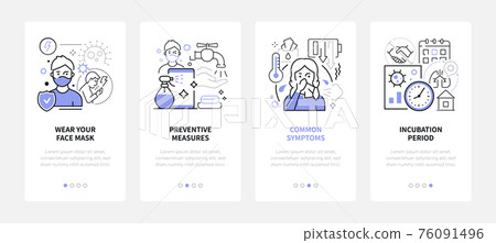 Coronavirus Disease - line design style web banners Coronavirus Disease - line design style web banners 76091496