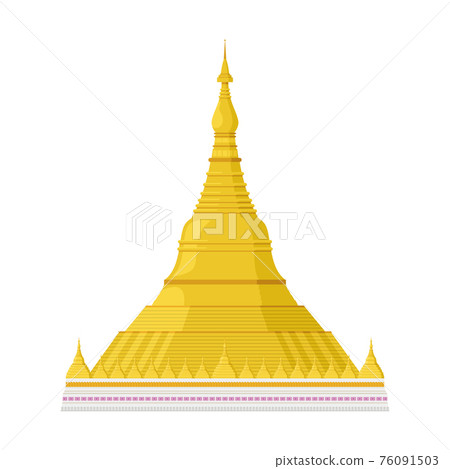 Shwedagon Pagoda (Yangon, former Rangoon, Burma). Isolated on white background vector illustration. Shwedagon Pagoda (Yangon, former Rangoon, Burma). Isolated on white background vector illustration. 76091503