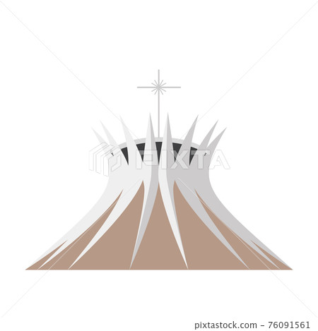 Brasilia Cathedral, Brazil. Isolated on white background vector illustration. 76091561