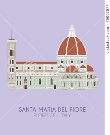Modern design poster with colorful background of Santa Maria del Fiore (Florence, Italy). Vector illustration Modern design poster with colorful background of Santa Maria del Fiore (Florence, Italy). Vector illustration 76091677