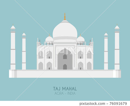 Modern design poster with colorful background of Taj Mahal (Agra, India). Vector illustration 76091679