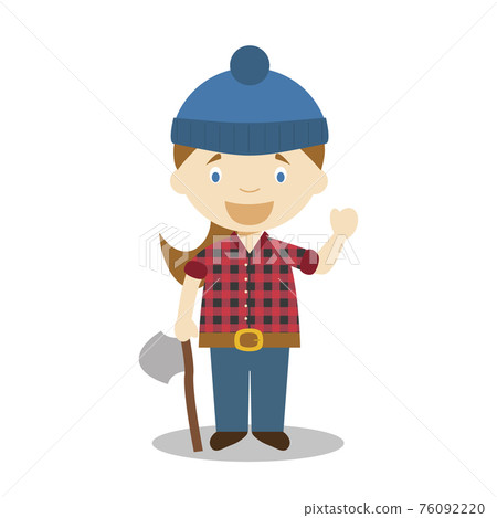 Cute cartoon vector illustration of a lumberjack. Women Professions Series Cute cartoon vector illustration of a lumberjack. Women Professions Series 76092220