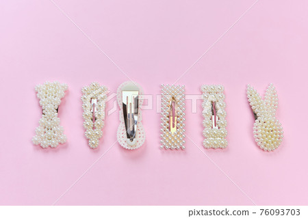 pearl hair clips.fashionable hair accessories. Hairpin with white pearls pearl hair clips.fashionable hair accessories. Hairpin with white pearls 76093703