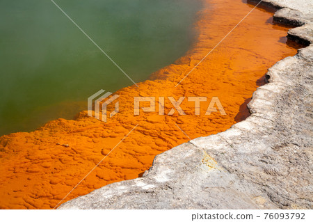 Champagne Pool at Wai-O-Tapu  geothermal area in  New Zealand 76093792