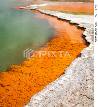 Champagne Pool at Wai-O-Tapu geothermal area in New Zealand Champagne Pool at Wai-O-Tapu geothermal area in New Zealand 76093793