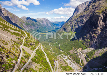 Trollstigen serpentine road  Rauma Municipality More og Romsdal county Norway Scandinavia 76094103