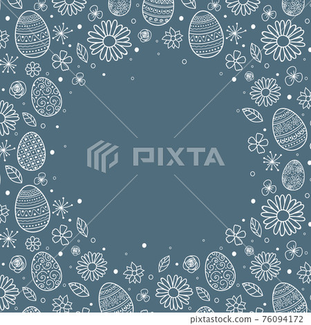 Easter background with cute with decorative eggs and flowers. Vector Easter background with cute with decorative eggs and flowers. Vector 76094172