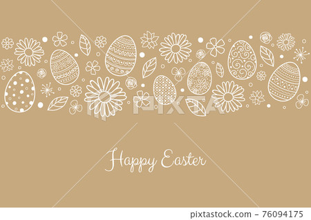 Easter greeting card with hand drawn eggs and flowers. Vector Easter greeting card with hand drawn eggs and flowers. Vector 76094175