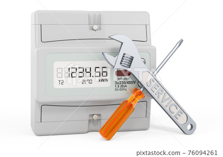 Service and repair of electric meter. 3D rendering 76094261