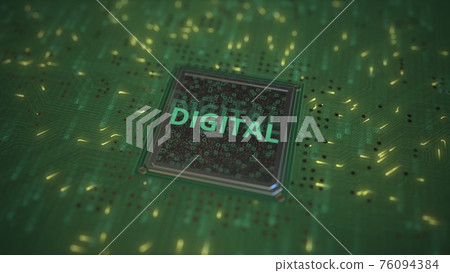 DIGITAL text on a computer chip, 3d rendering DIGITAL text on a computer chip, 3d rendering 76094384
