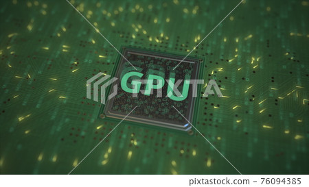 GPU text on a computer processor 3d rendering GPU text on a computer processor 3d rendering 76094385
