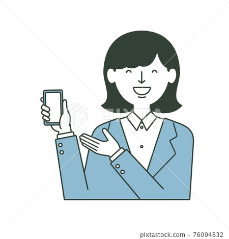 A woman in a suit guiding her smartphone A woman in a suit guiding her smartphone 76094832