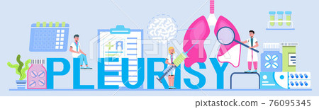 Pleurisy, emphysema concept vector for header, website. Pneumonia treatment. Obstructive pulmonary disease, Lung diagnosis. 76095345