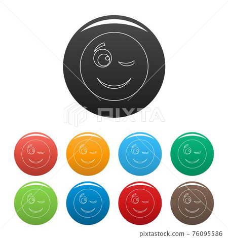 Winks smile icons color set Winks smile icons color set 76095586