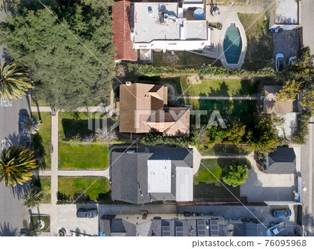 Aerial top view of Pasadena neighborhood in California Aerial top view of Pasadena neighborhood in California 76095968