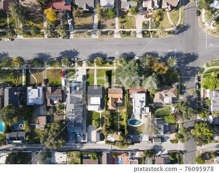 Aerial top view of Pasadena neighborhood in California Aerial top view of Pasadena neighborhood in California 76095978