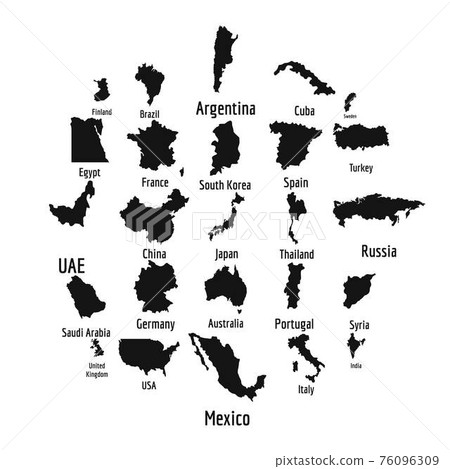 Country map icon set, simple style - Stock Illustration [76096309] - PIXTA