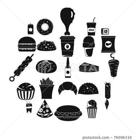 Fast food icons set, simple style 76096316