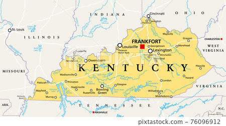 Kentucky, KY, political map with capital... - Stock Illustration ...