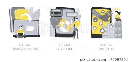 Business digitalization abstract concept vector illustrations. Business digitalization abstract concept vector illustrations. 76097204