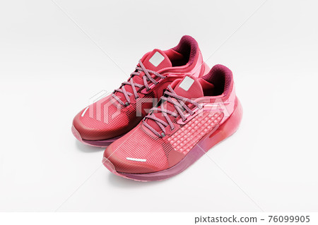 Red sneaker on white background. 76099905