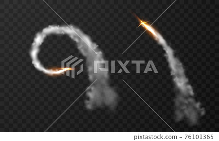 Set Airplane smoke Jet on dark copy space background. Set Airplane smoke Jet on dark copy space background. 76101365