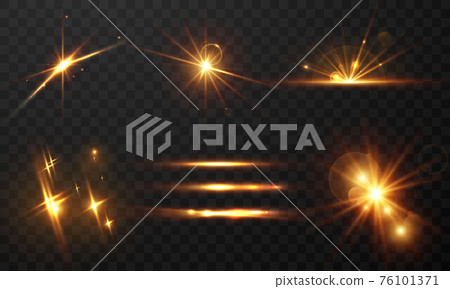 Set sparks glitter special light effect Glowing. Isolated on black transparent background. 76101371
