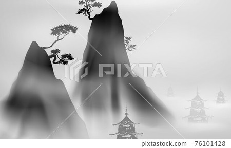 Chinese ink and water landscape painting banner background 76101428