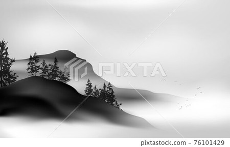 Chinese ink and water landscape painting banner background 76101429