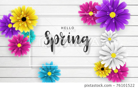 Design banner Spring background with beautiful  flower. Vector illustration template banners. 76101522