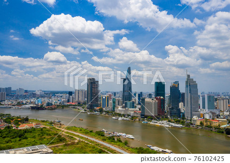 Aerial cityscape view of Ho Chi Minh city in a sunny morning Aerial cityscape view of Ho Chi Minh city in a sunny morning 76102425