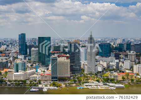 Ho Chi Minh city - Saigon aerial cityscape view in morning 76102429